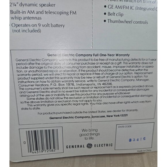 GE AM / FM Handheld Portable Radio 7-2582S New. Sealed - Picture 10 of 11